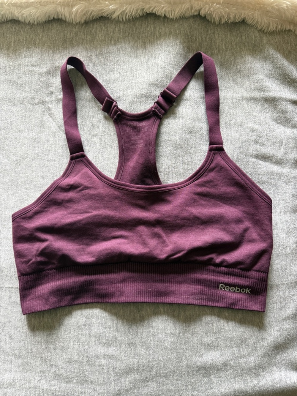Reebok Plum Racerback Sports Bra in Deep Plum